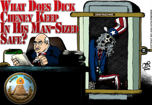 What does Vice President Dick Cheney keep In Those man-sized safes in his office?